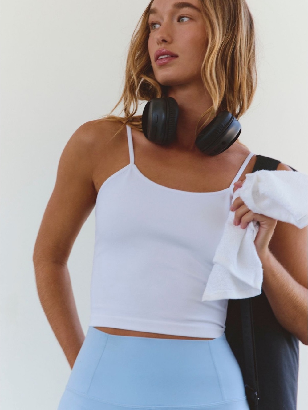 FP Movement by Free People White Spaghetti Strap Crop Camisole
